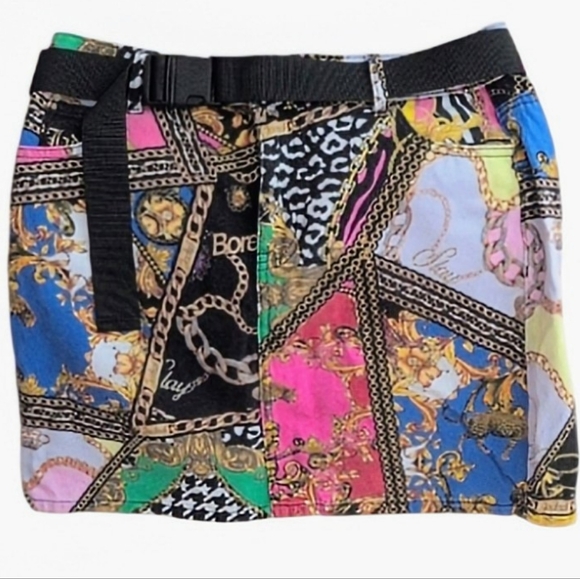 Funky Patchwork Skirt with Belt - Picture 1 of 16